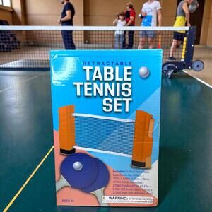 Retractable Table Tennis Set New Open Box Portable Ping Pong Net Paddles Balls